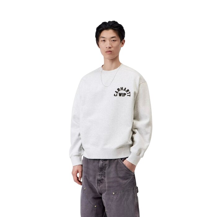 Carhartt WIP Arch Script Sweat - Ash heather/Dark Navy ( Stone Washed )