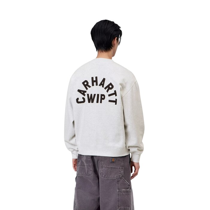 Carhartt WIP Arch Script Sweat - Ash heather/Dark Navy ( Stone Washed )