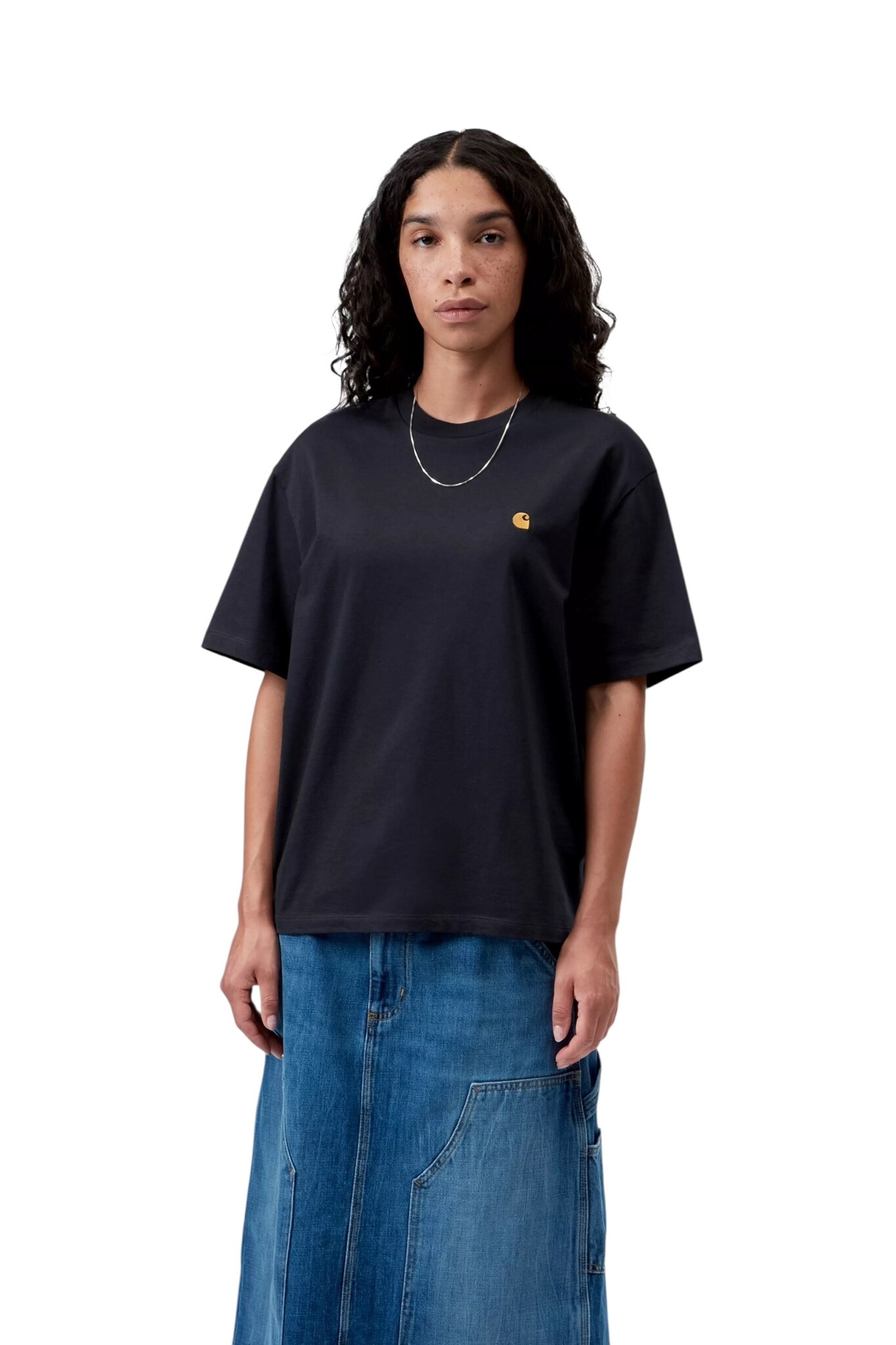Carhartt WIP W' S/S Chase T-Shirt - Dark Navy/Gold