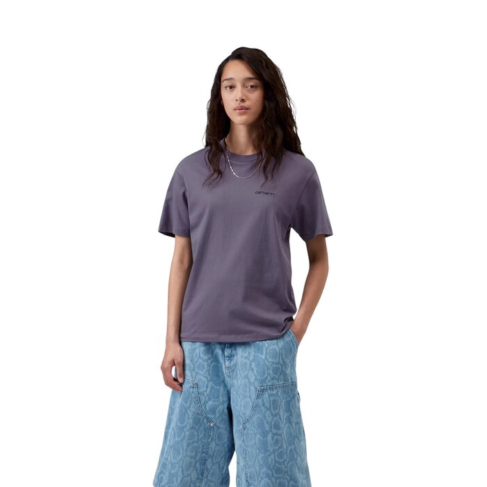 Carhartt WIP W' S/S Script Embroidery T-S - Shady Purple/Dark Navy