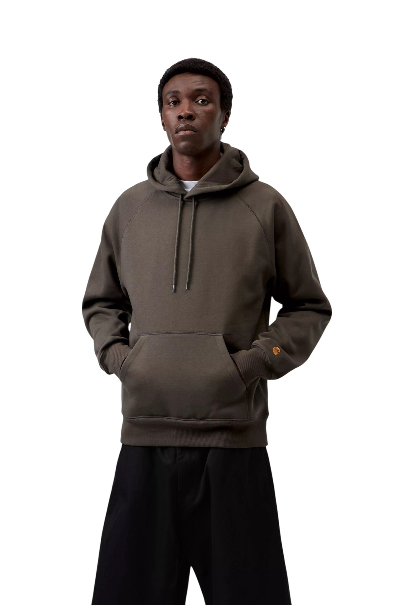Carhartt WIP Hooded Chase Sweat - Shungite/Gold