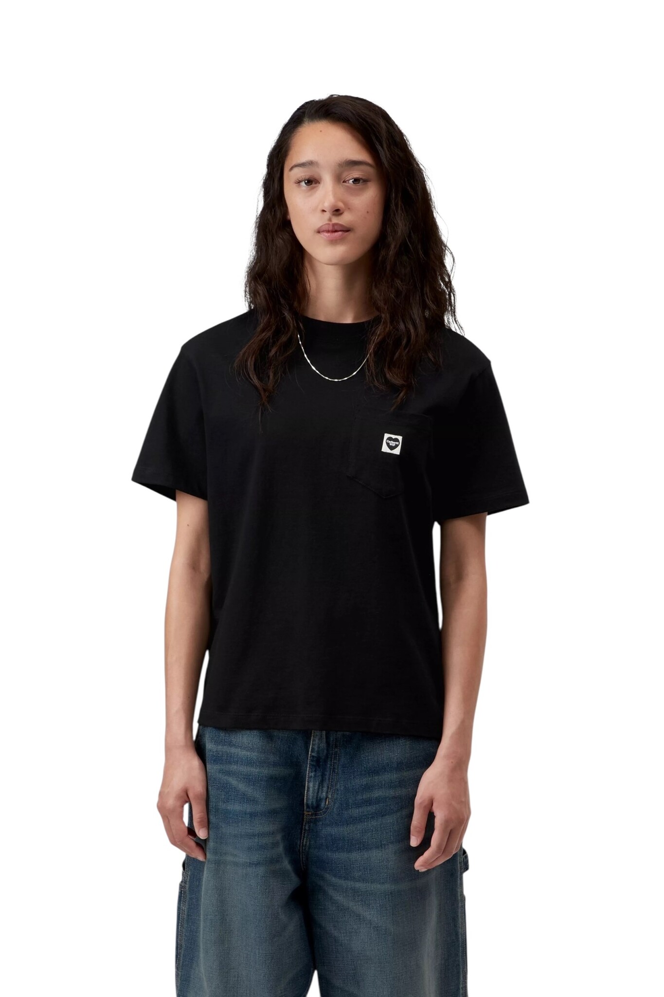 Carhartt WIP W' S/S Pocket Small Heart T-Shirt - Black