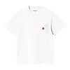 W' S/S Pocket Small Heart T-Shirt - White