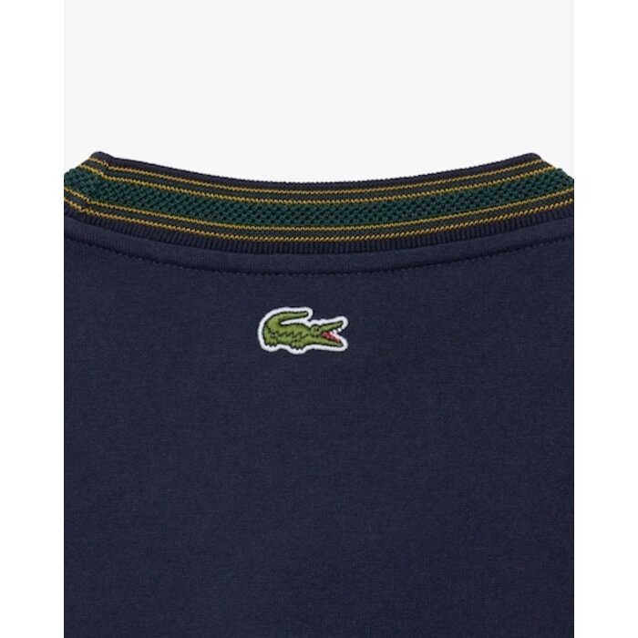 Lacoste T-Shirt Fabriqué en France Rayures Badge - Bleu Marine