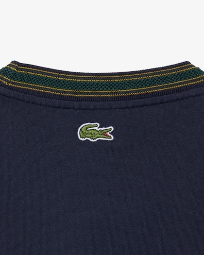 Lacoste T-Shirt Fabriqué en France Rayures Badge - Bleu Marine
