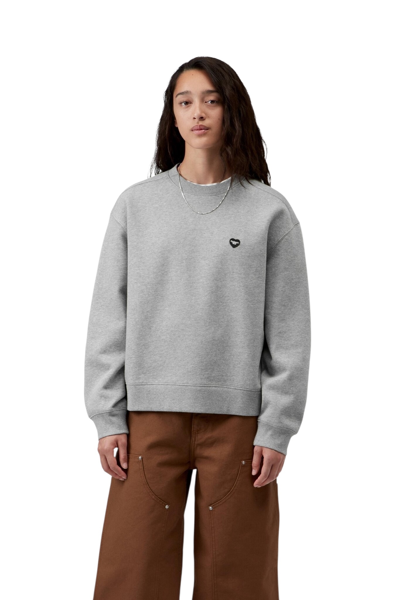Carhartt WIP W' Small Heart Patch Sweat - Grey Heather/Black
