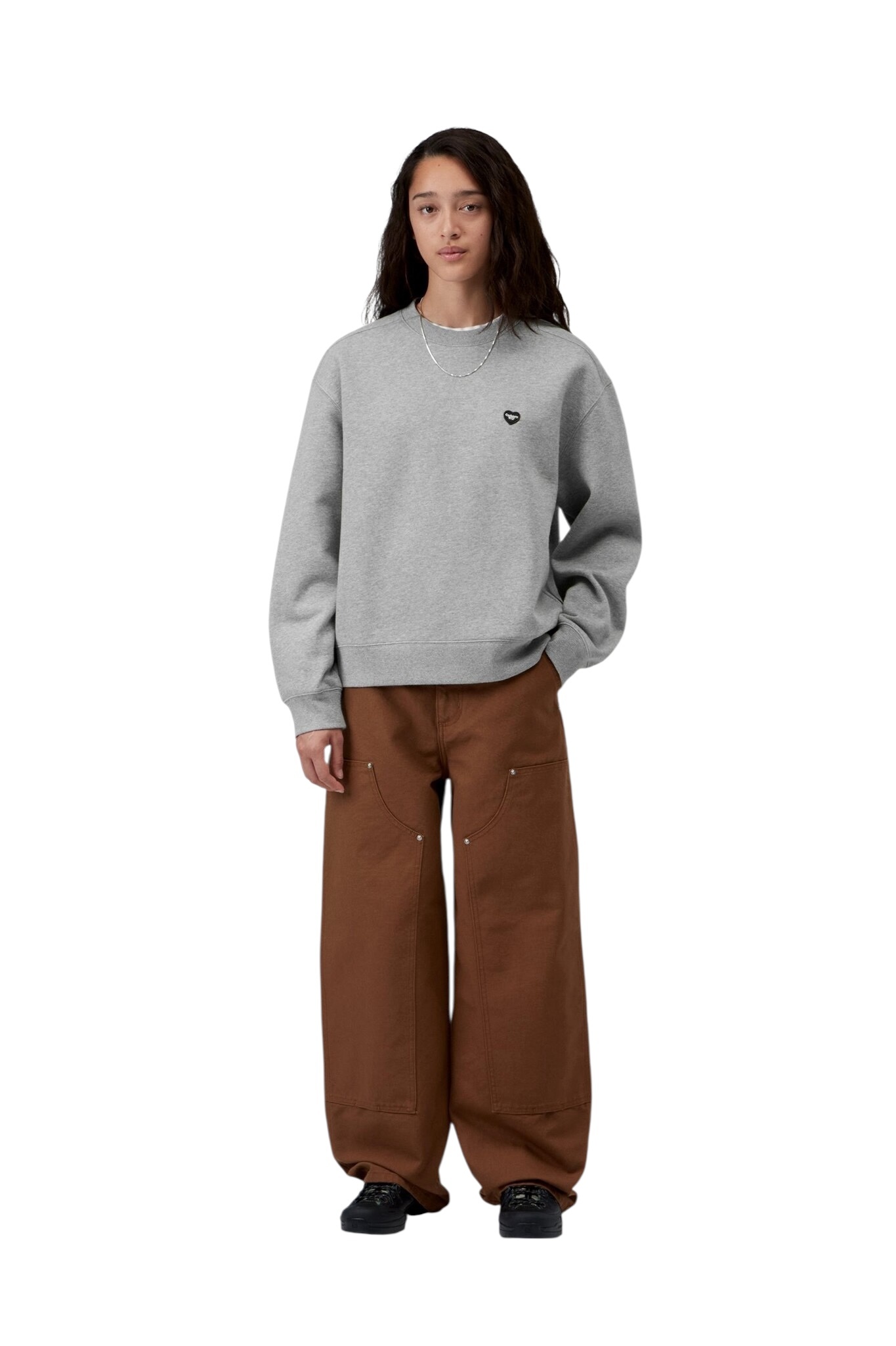 Carhartt WIP W' Small Heart Patch Sweat - Grey Heather/Black