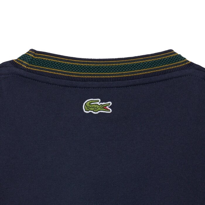 Lacoste T-Shirt Fabriqué en France Rayures Badge - Bleu Marine