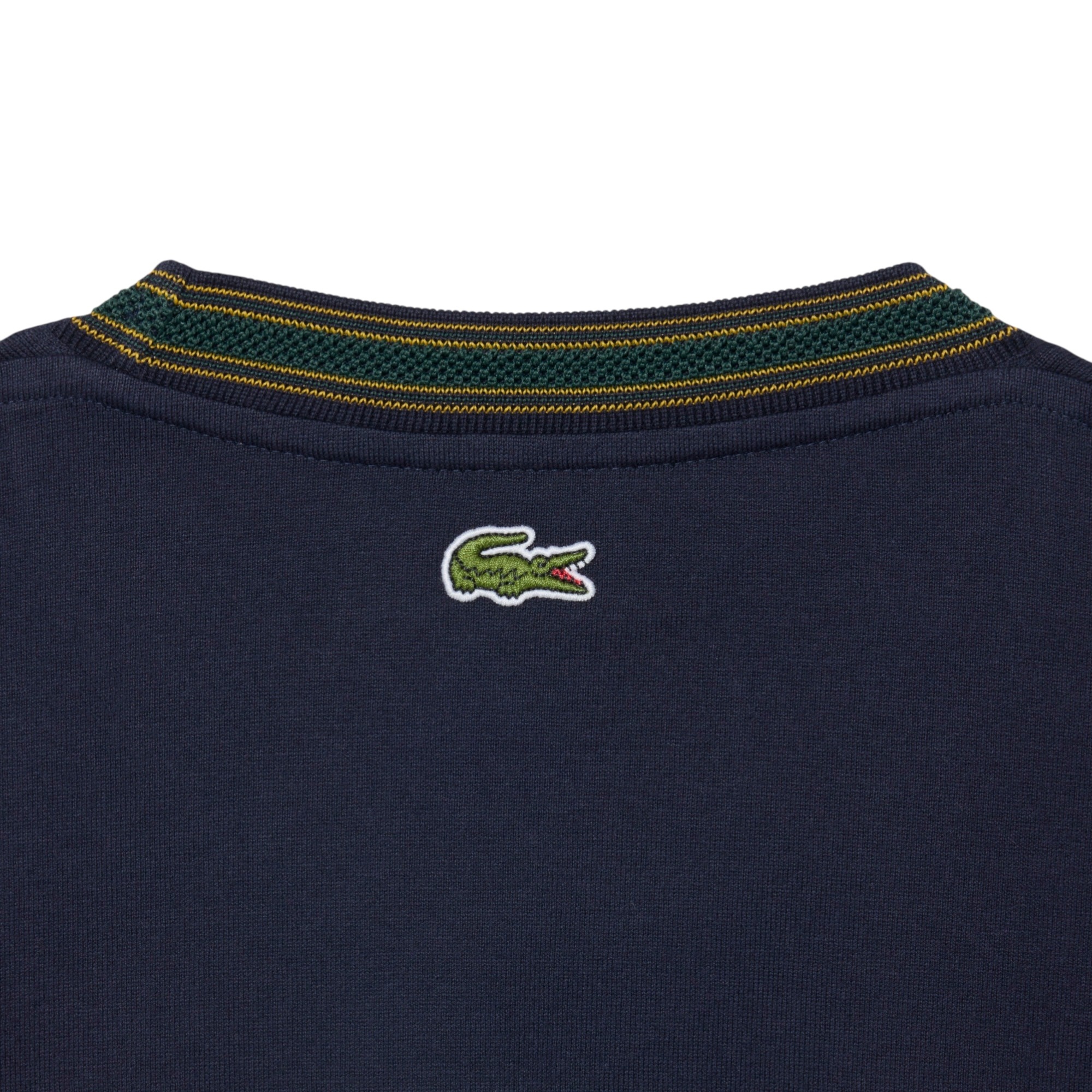 Lacoste T-Shirt Fabriqué en France Rayures Badge - Bleu Marine