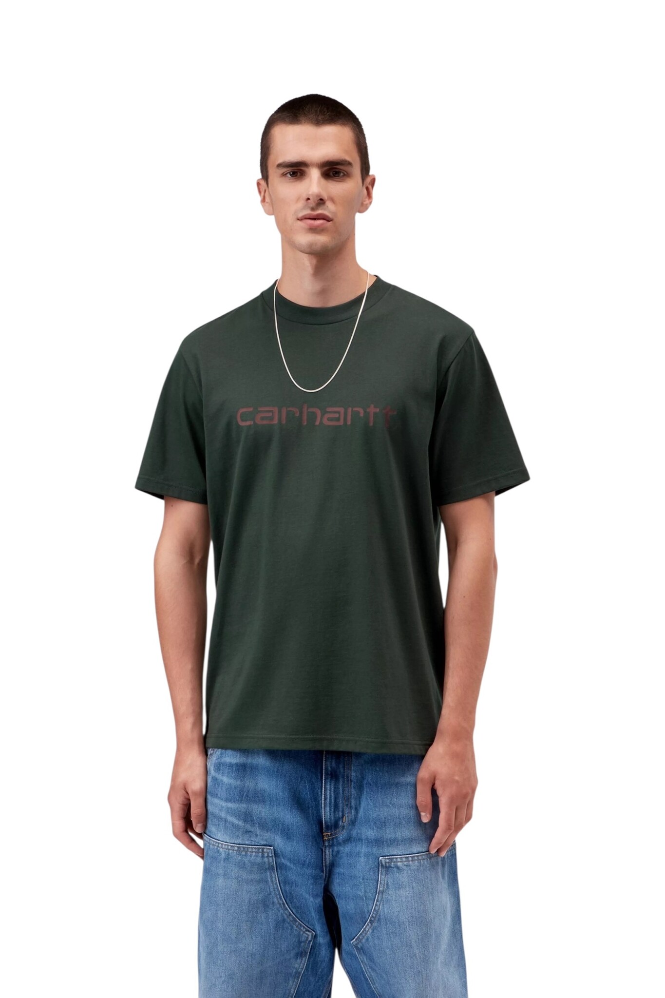 Carhartt WIP S/S Script t-Shirt - Dark Scarab/Palisander