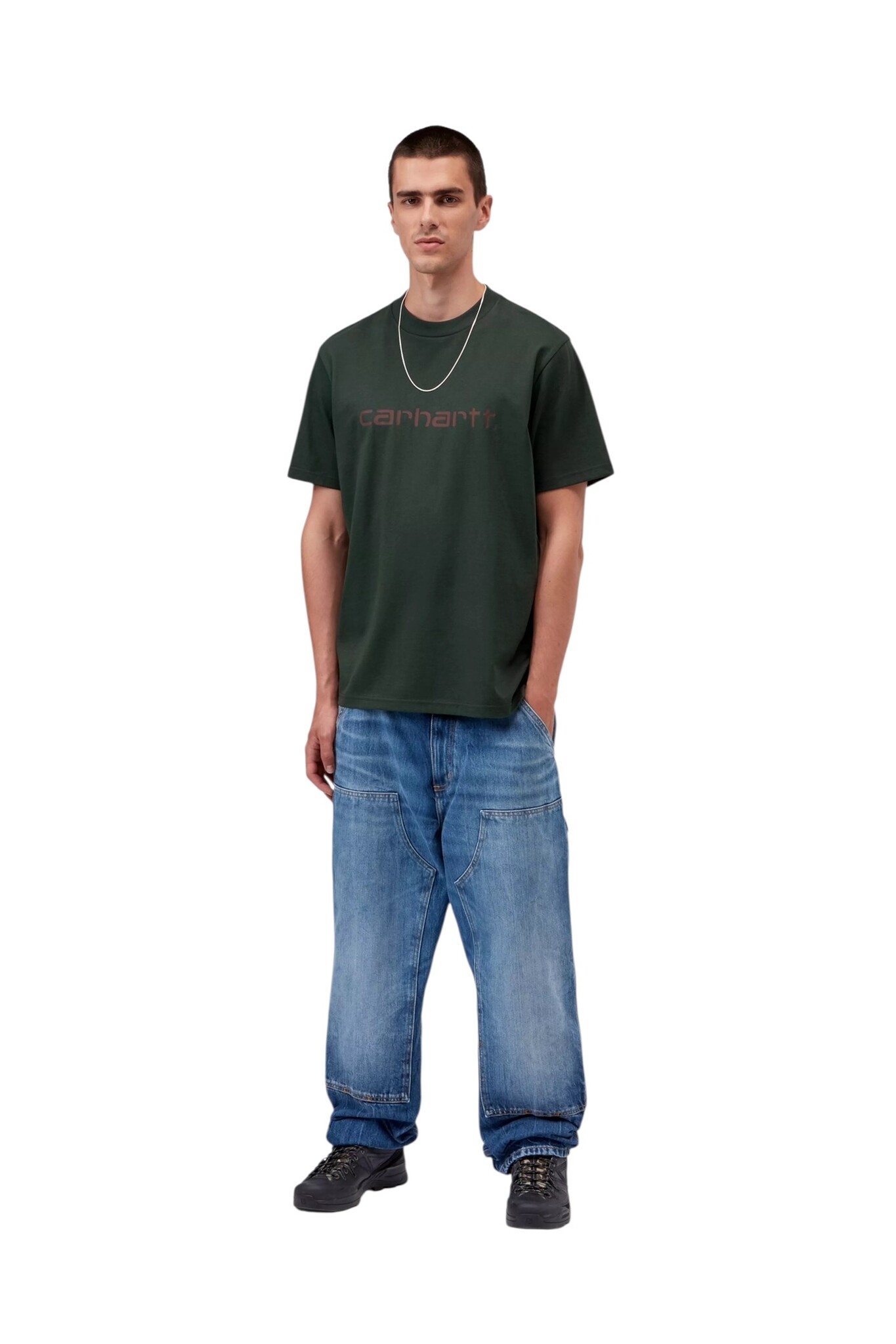 Carhartt WIP S/S Script t-Shirt - Dark Scarab/Palisander
