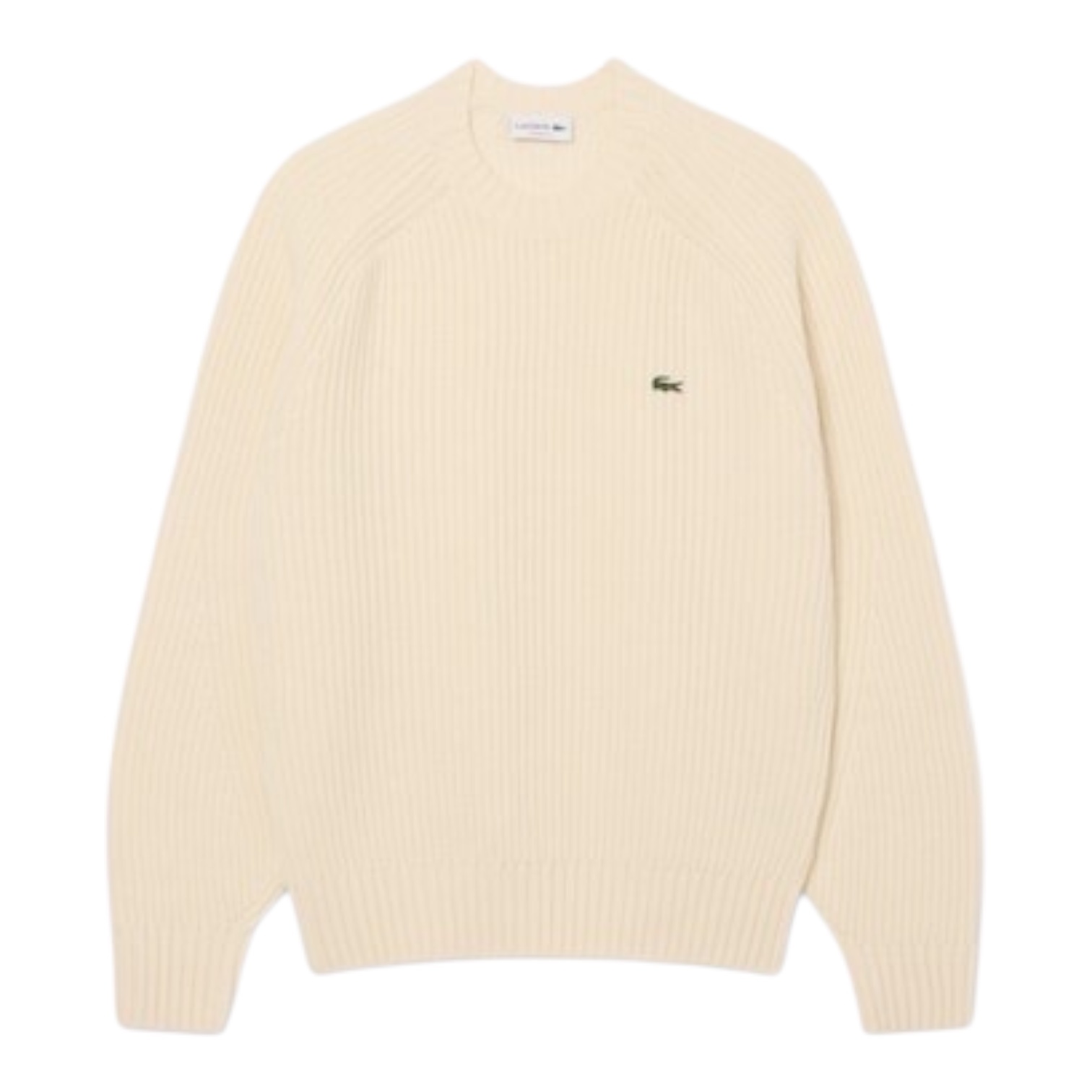 Lacoste Pull en laine épaisse col rond - Blanc