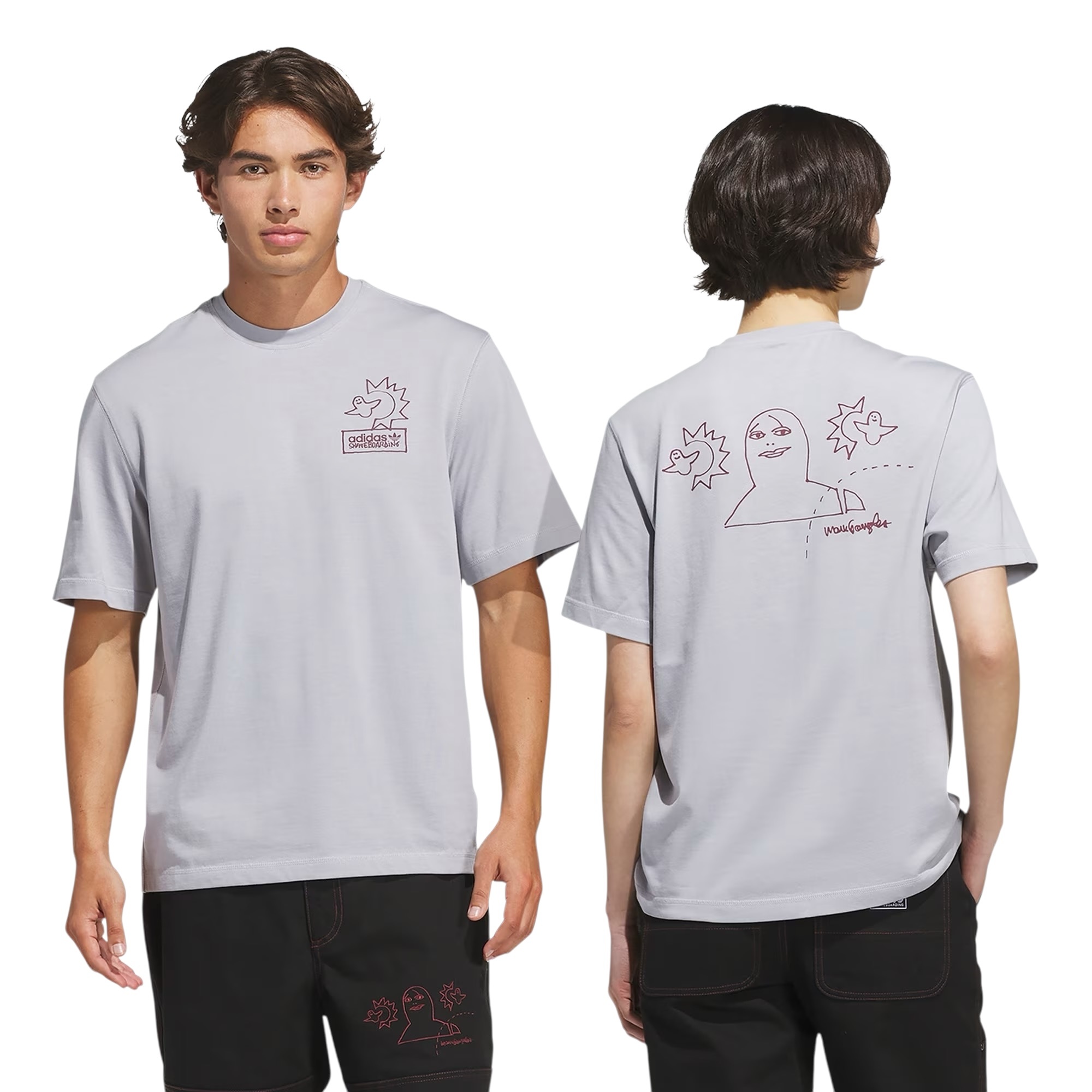 Adidas Skateboarding Gonzalez Not Amused Tee - Halo Silver/Shadow Red