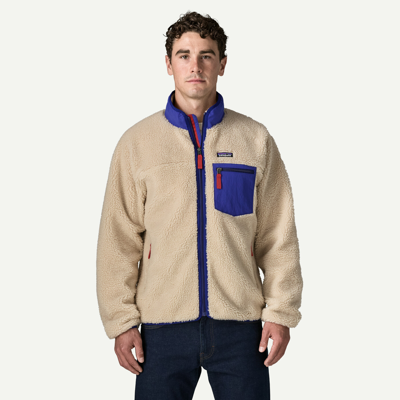 Patagonia M's Classic Retro X Jkt- Dark Natural/Cobalt Blue