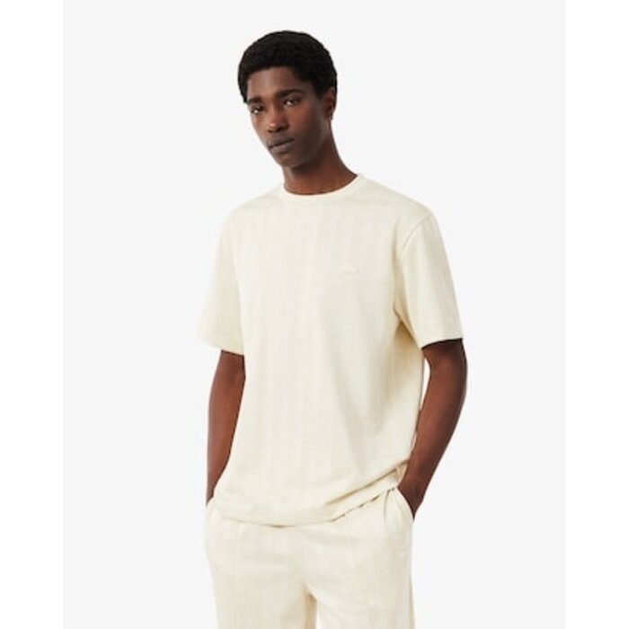 Lacoste T-shirt Jacquard Monogramme - Beige 8LX