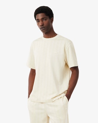 Lacoste T-shirt Jacquard Monogramme - Beige 8LX