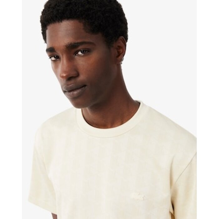 Lacoste T-shirt Jacquard Monogramme - Beige 8LX
