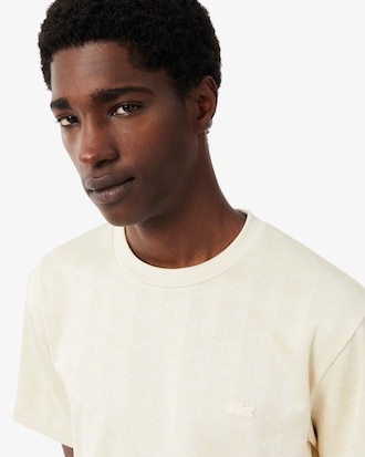 Lacoste T-shirt Jacquard Monogramme - Beige 8LX