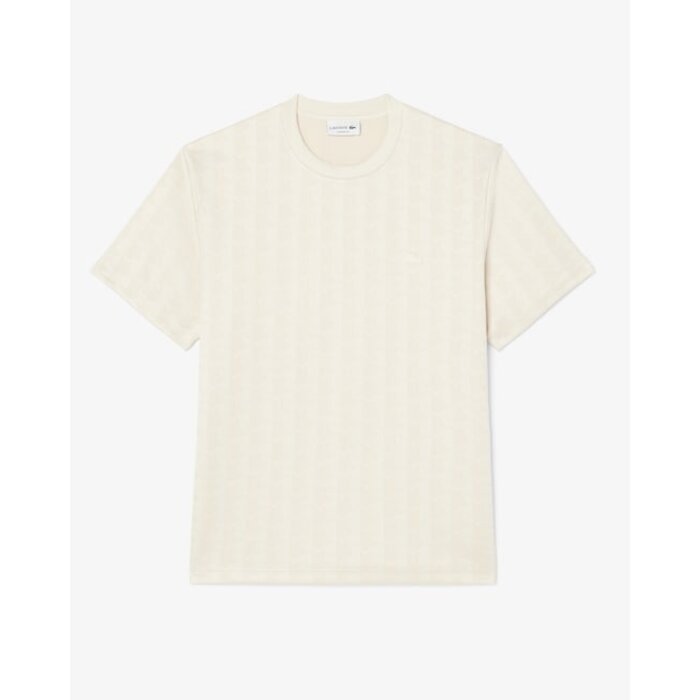 Lacoste T-shirt Jacquard Monogramme - Beige 8LX