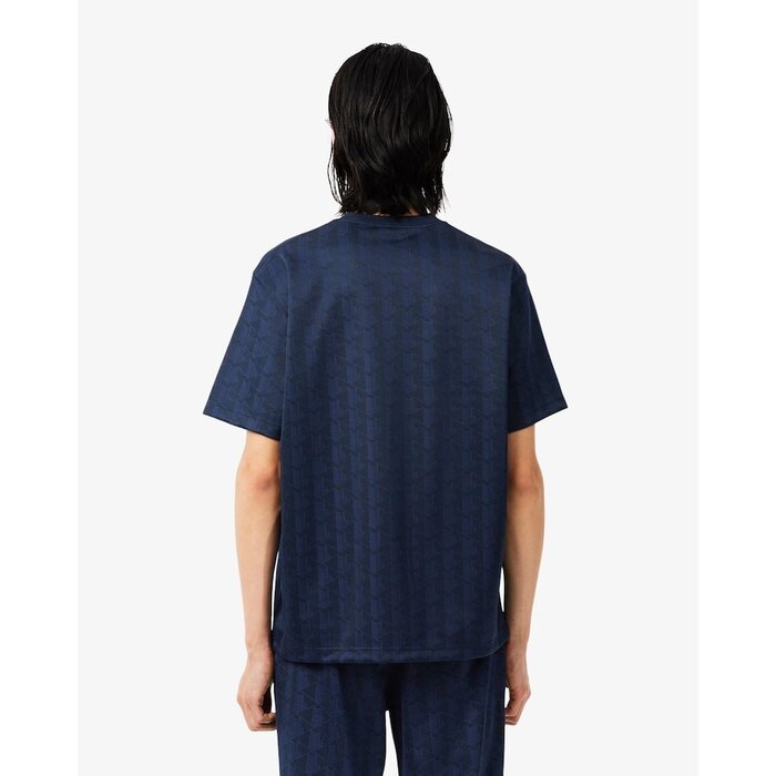 Lacoste T-shirt Jacquard Monogramme - Bleu Marine