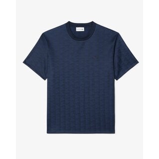 Lacoste T-shirt Jacquard Monogramme - Bleu Marine