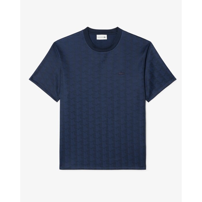 Lacoste T-shirt Jacquard Monogramme - Bleu Marine