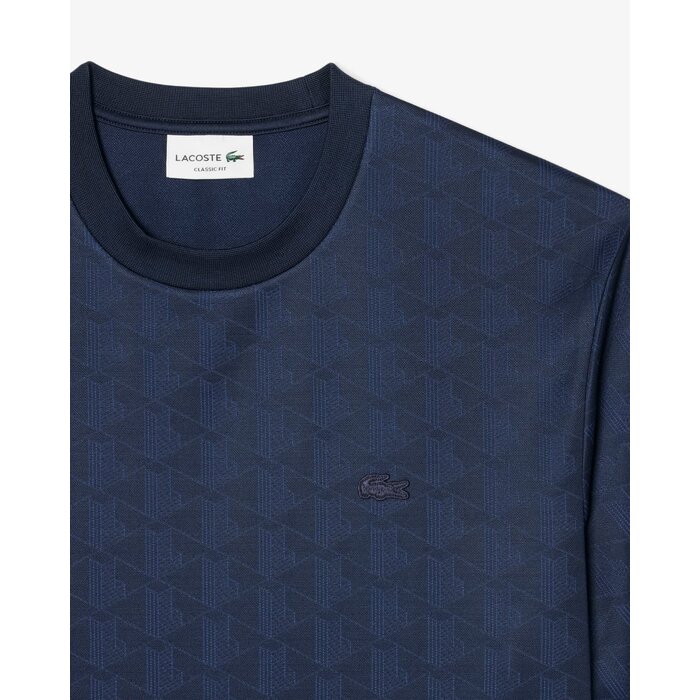 Lacoste T-shirt Jacquard Monogramme - Bleu Marine