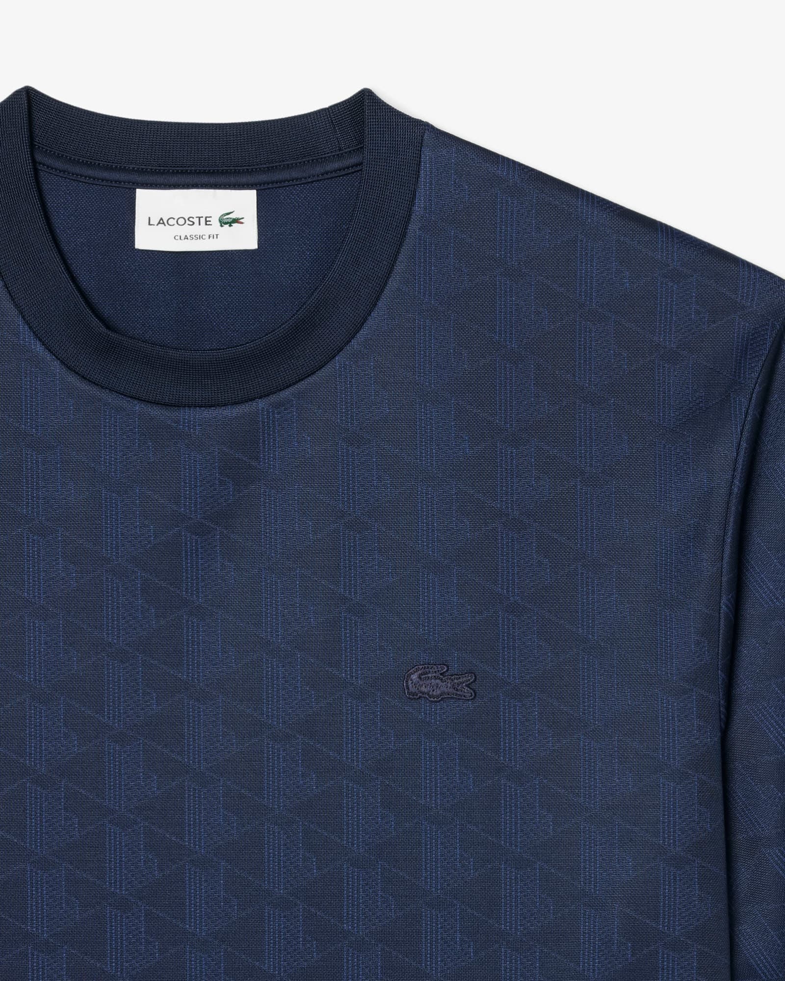 Lacoste T-shirt Jacquard Monogramme - Bleu Marine