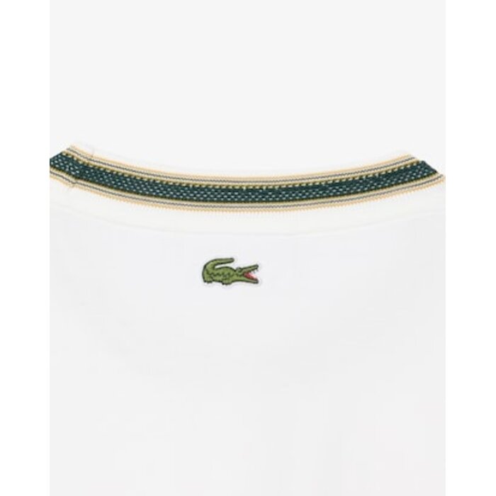 Lacoste T-Shirt Fabriqué en France Rayures Badge - Blanc
