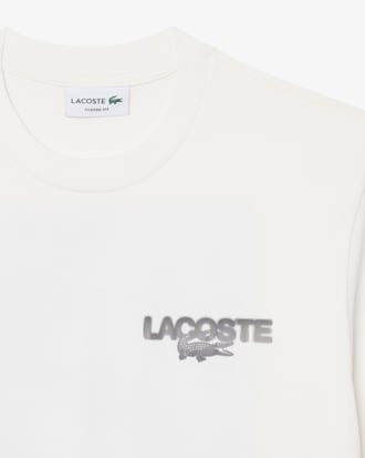 Lacoste T-shirt Jersey Imprimé Tennis Graphique - Blanc
