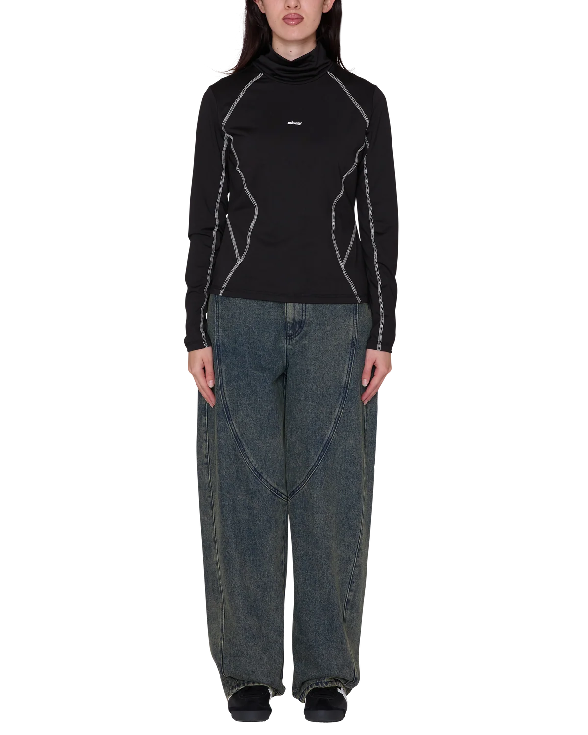 Obey Nalia Turtle Neck Top - Black