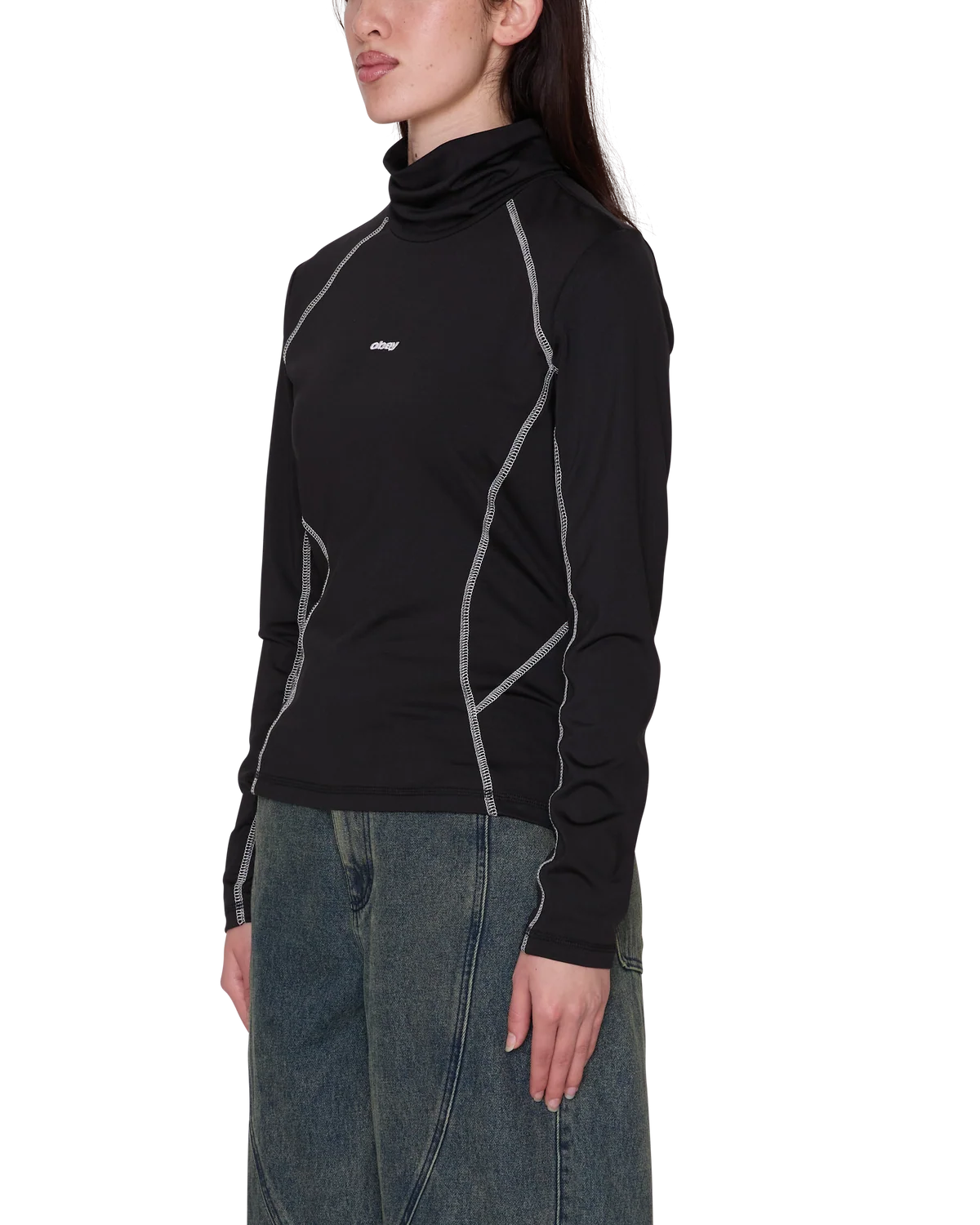 Obey Nalia Turtle Neck Top - Black