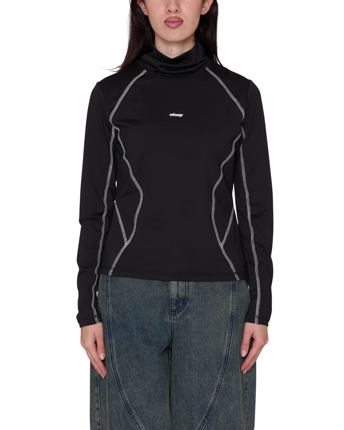 Obey Nalia Turtle Neck Top - Black