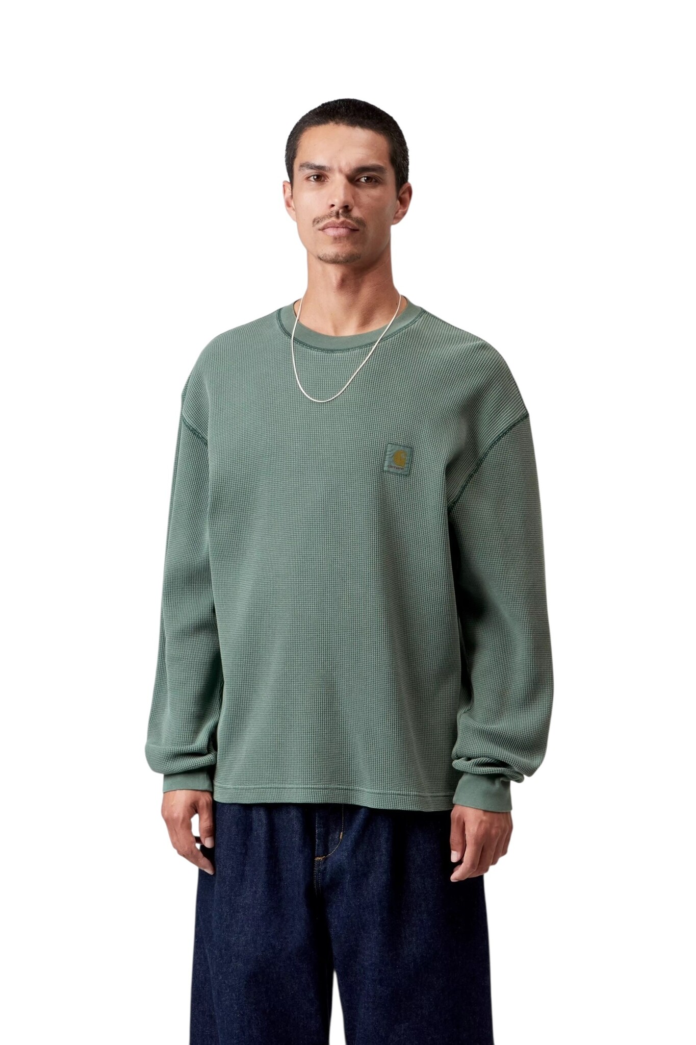 Carhartt WIP L/S Vista Waffle T-shirt - Dark Scarab (Garment Dyed)
