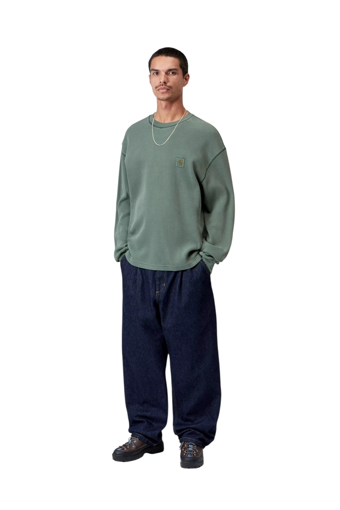 Carhartt WIP L/S Vista Waffle T-shirt - Dark Scarab (Garment Dyed)