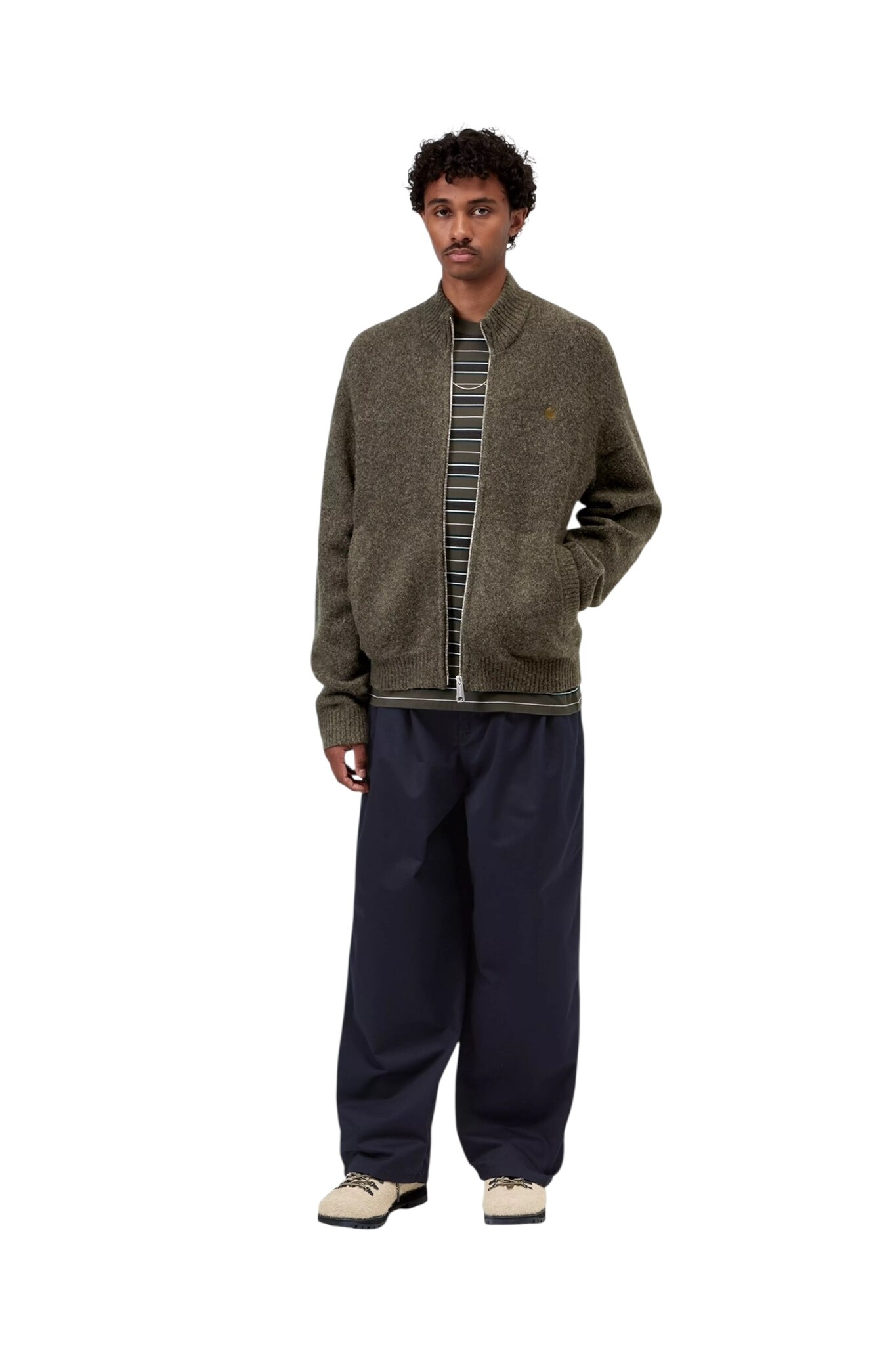 Carhartt WIP Curtis Sweater Jacket - Tangled Shungite