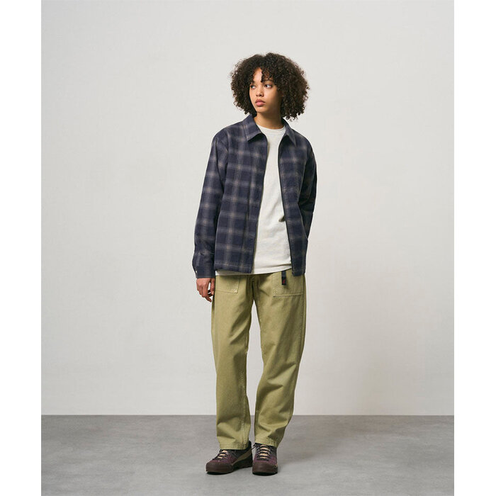 Gramicci Zip Up Insulated Flannel Shirt - Navy Shadow Plaid