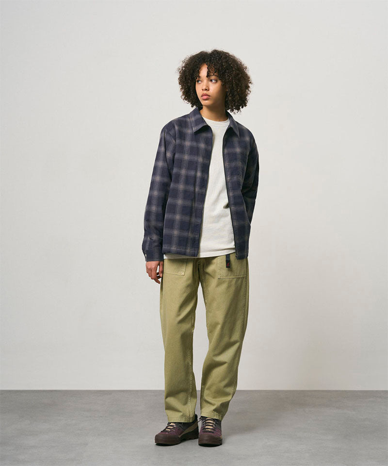 Gramicci Zip Up Insulated Flannel Shirt - Navy Shadow Plaid