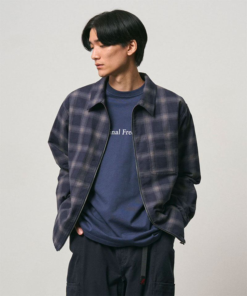 Gramicci Zip Up Insulated Flannel Shirt - Navy Shadow Plaid