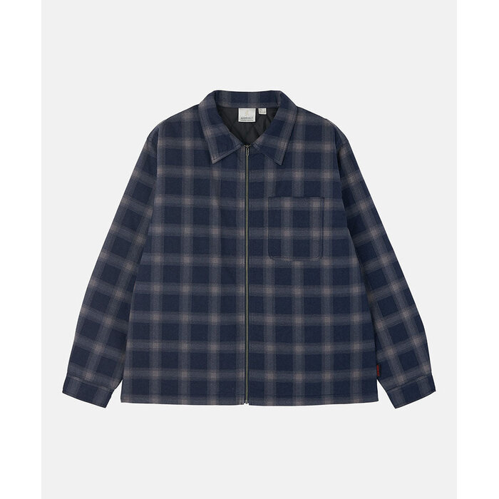Gramicci Zip Up Insulated Flannel Shirt - Navy Shadow Plaid