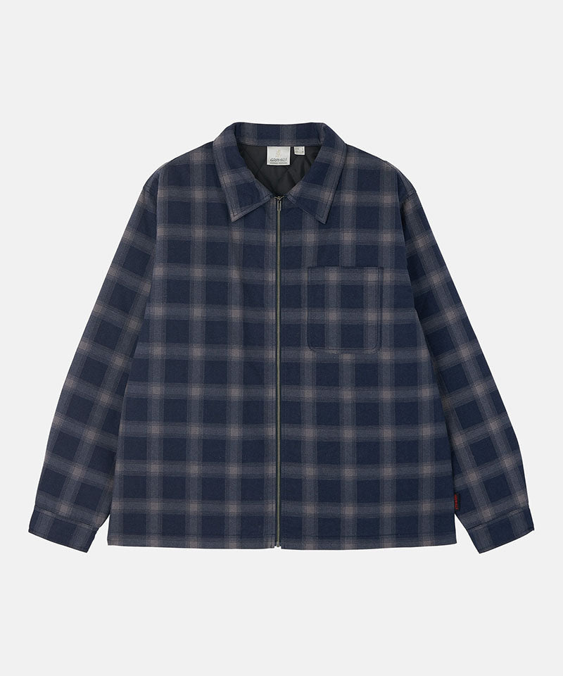 Gramicci Zip Up Insulated Flannel Shirt - Navy Shadow Plaid