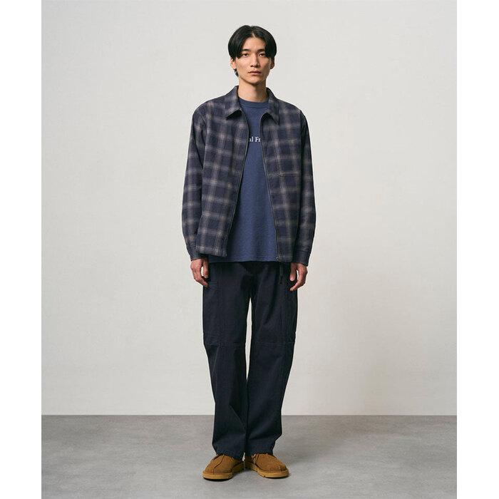 Gramicci Zip Up Insulated Flannel Shirt - Navy Shadow Plaid
