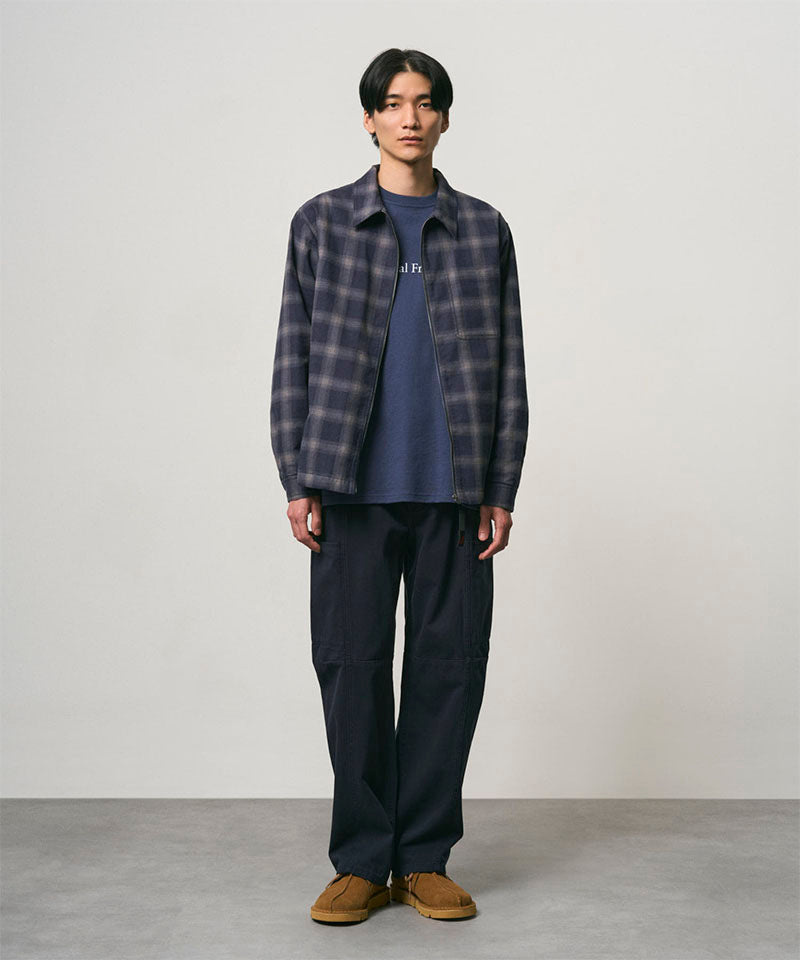 Gramicci Zip Up Insulated Flannel Shirt - Navy Shadow Plaid
