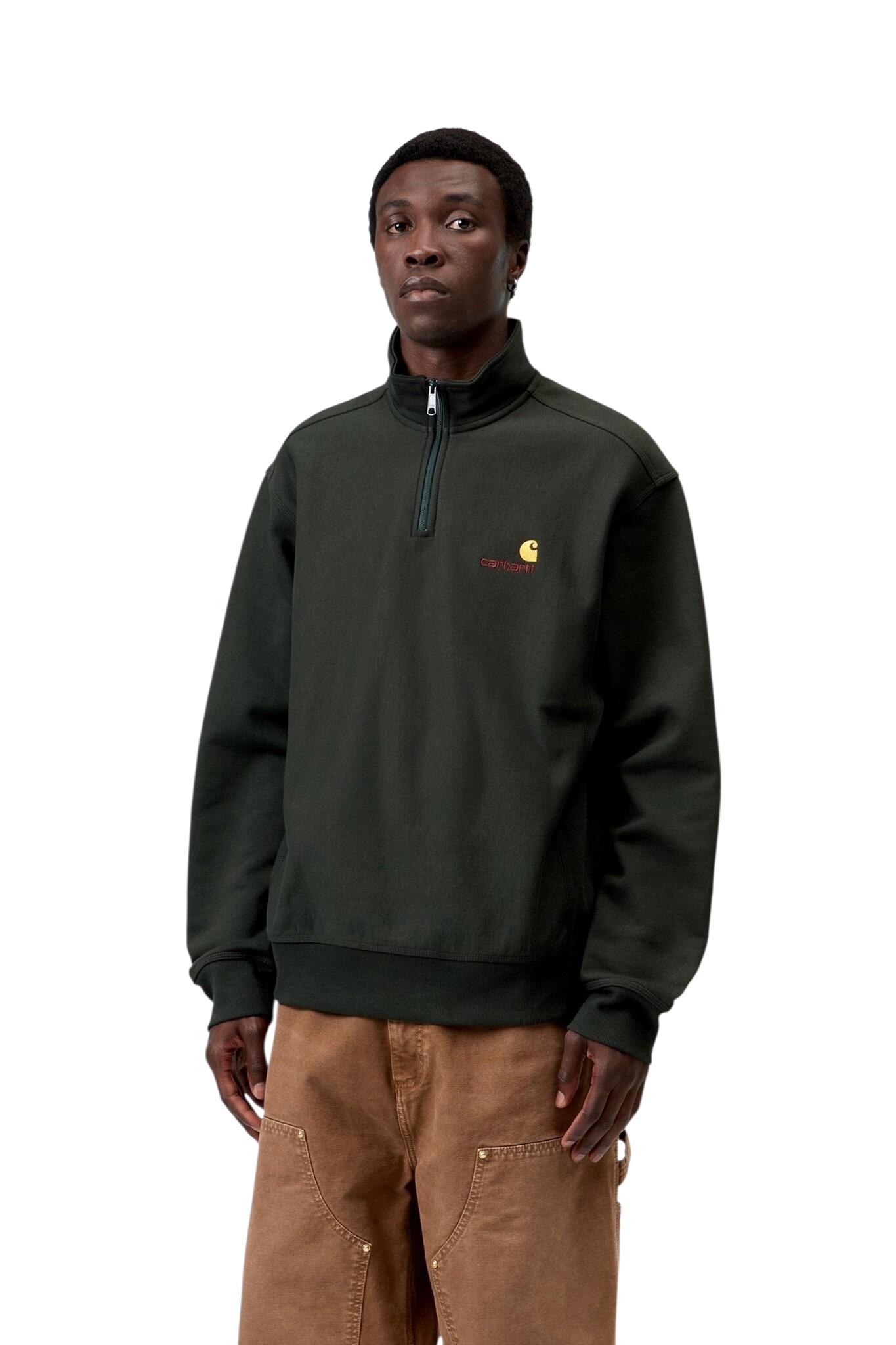 Carhartt WIP Half Zip American Script Sweat - Raven