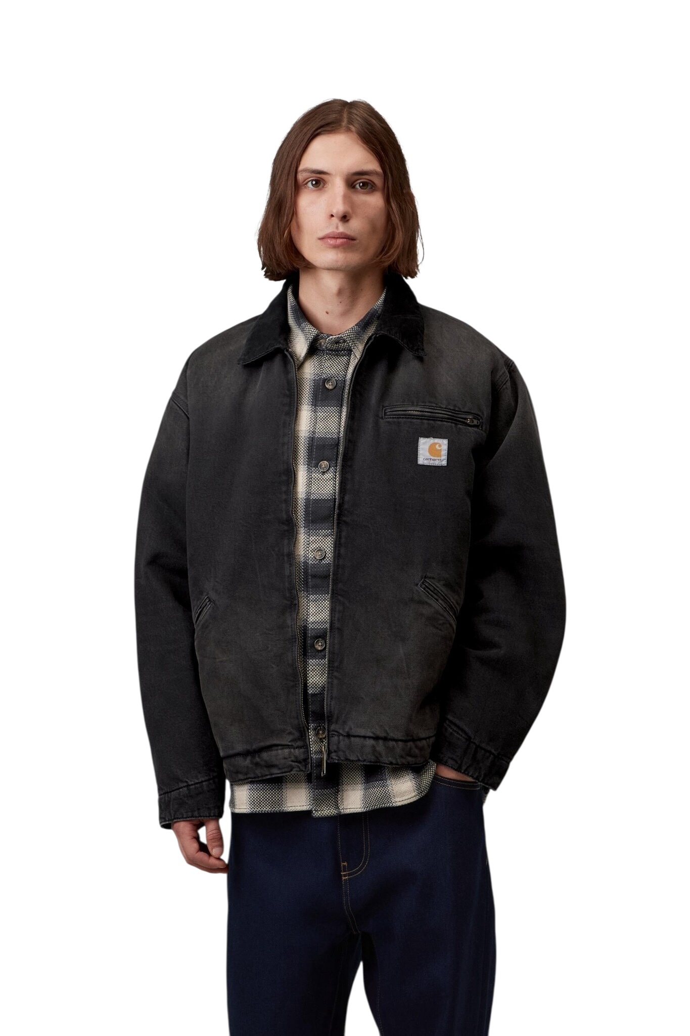 Carhartt WIP OG Detroit Jacket - Black/Black Tobacco Used Wash