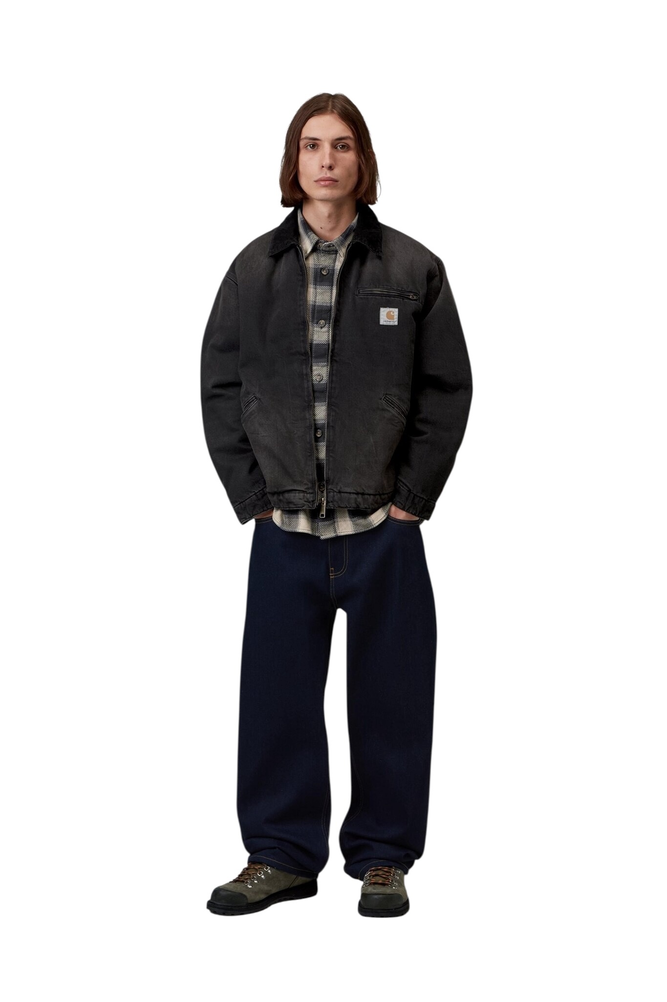 Carhartt WIP OG Detroit Jacket - Black/Black Tobacco Used Wash