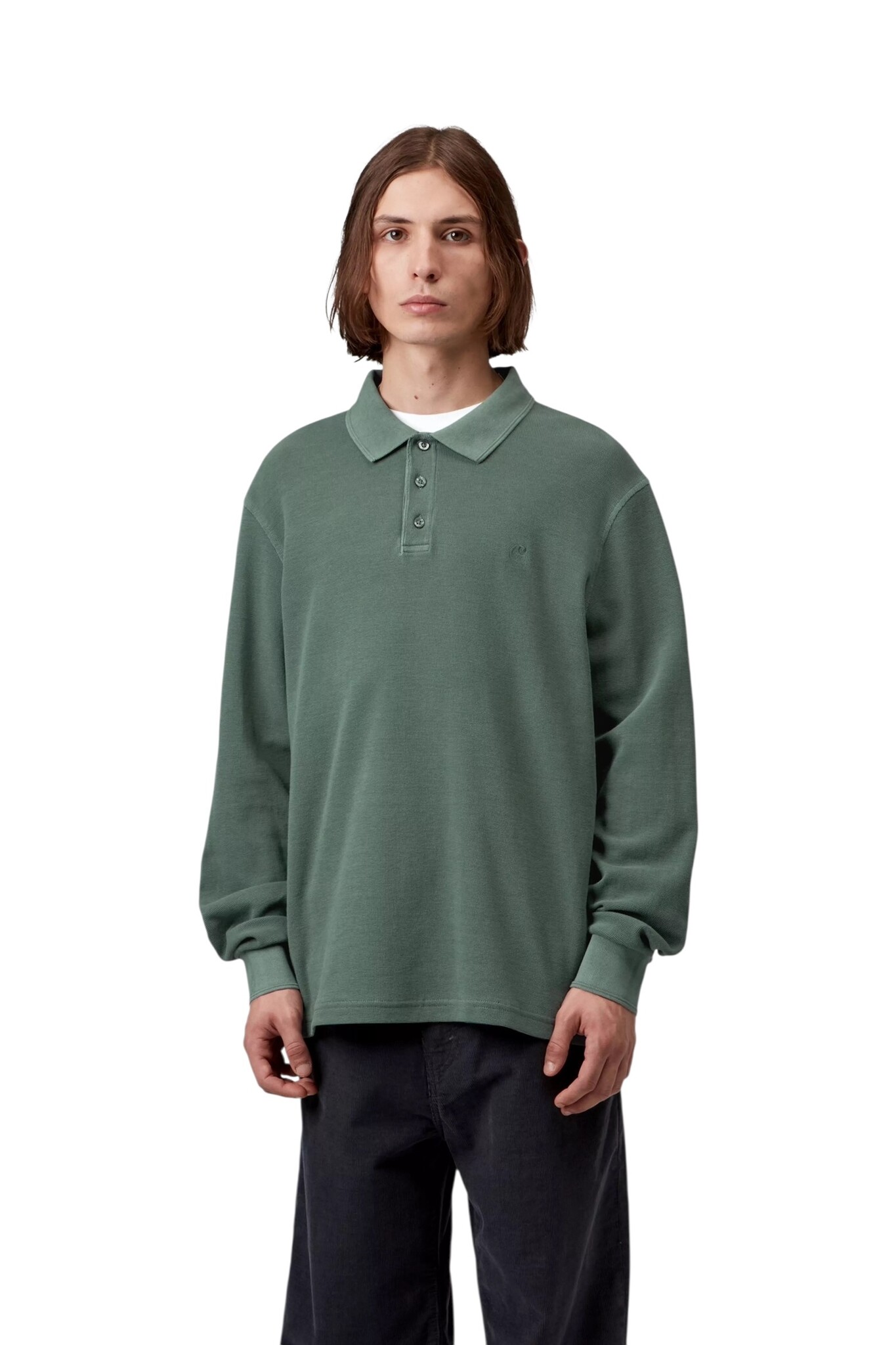 Carhartt WIP L/S Waffle Rugby Shirt - Dark Scarab (Garment Dyed)