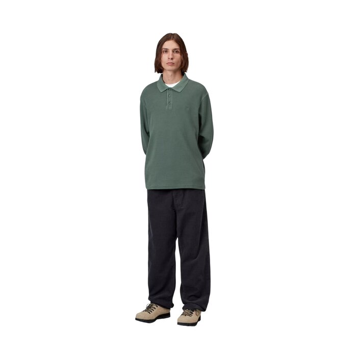 Carhartt WIP L/S Waffle Rugby Shirt - Dark Scarab (Garment Dyed)