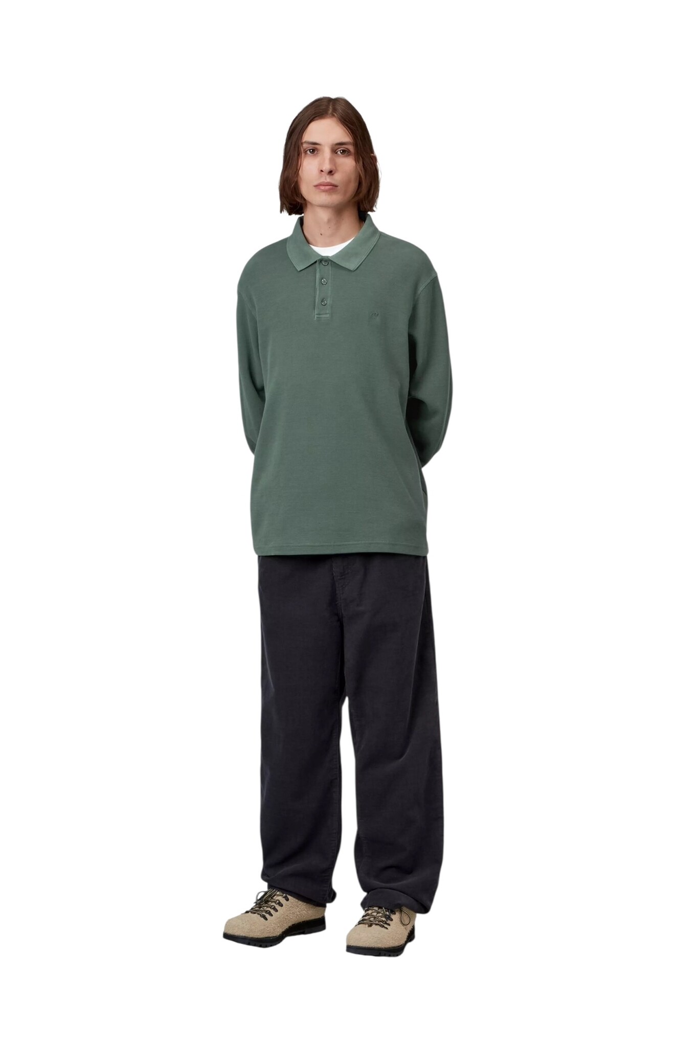 Carhartt WIP L/S Waffle Rugby Shirt - Dark Scarab (Garment Dyed)