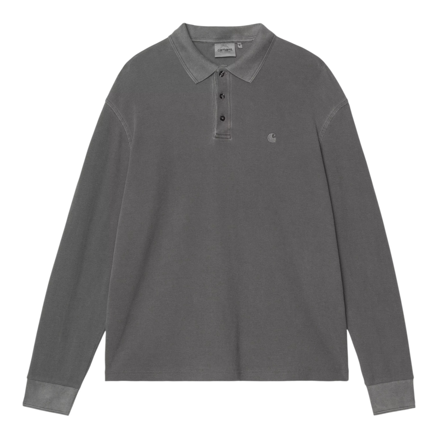 Carhartt WIP L/S Waffle Rugby Shirt - Black (Garment Dyed)